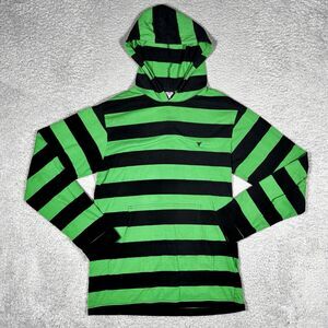 GRAIL Vintage Fallen Apparel Green Striped Jamie Thomas Skater Hoodie Size Large